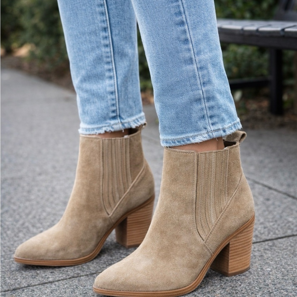 Marc Fisher Tan Suede Ankle Booties